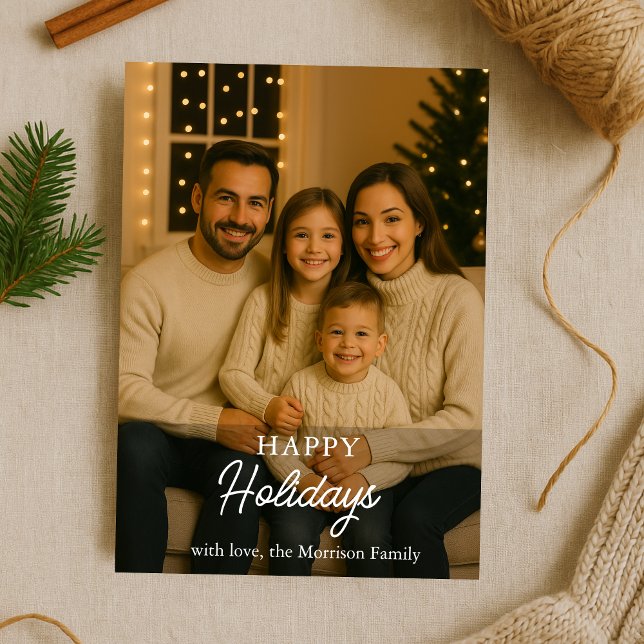 Family Photo Happy Holidays Holiday Card (Creator Uploaded)