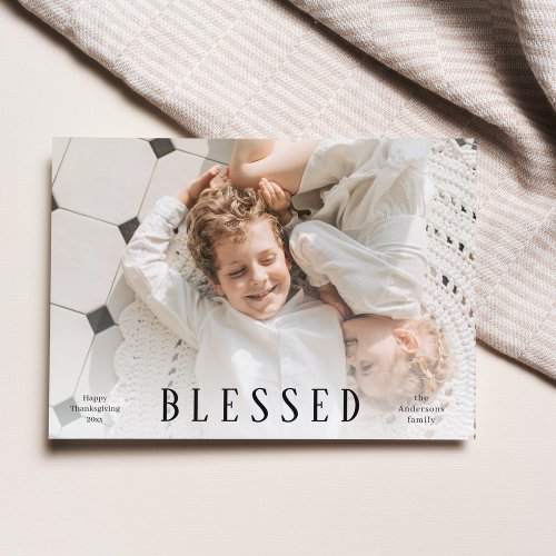Family Photo  Happy Thanksgiving  Blessed Postcard