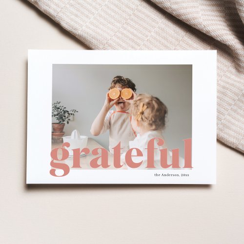 Family Photo  Happy Thanksgiving Red Grateful  Postcard