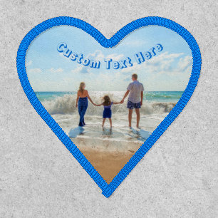 Family Photo Heart Patch Custom Text