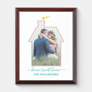Family Photo House Shape Housewarming Wedding Cute Award Plaque