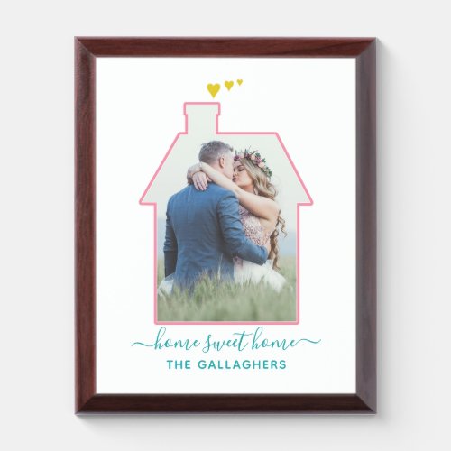 Family Photo House Shape Housewarming Wedding Cute Award Plaque