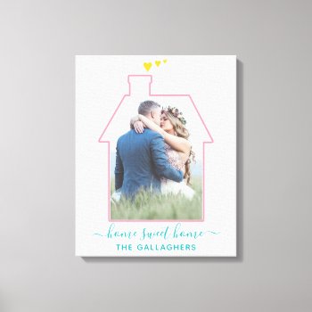 Family Photo House Shape Housewarming Wedding Cute Canvas Print by PictureCollage at Zazzle