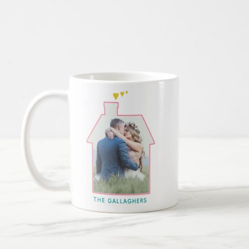 Family Photo House Shape Housewarming Wedding Cute Coffee Mug