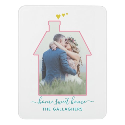 Family Photo House Shape Housewarming Wedding Cute Door Sign