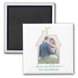 Family Photo House Shape Housewarming Wedding Cute Magnet