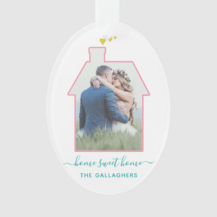 Family Photo House Shape Housewarming Wedding Cute Ornament