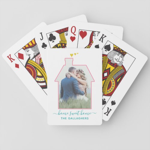 Family Photo House Shape Housewarming Wedding Cute Playing Cards