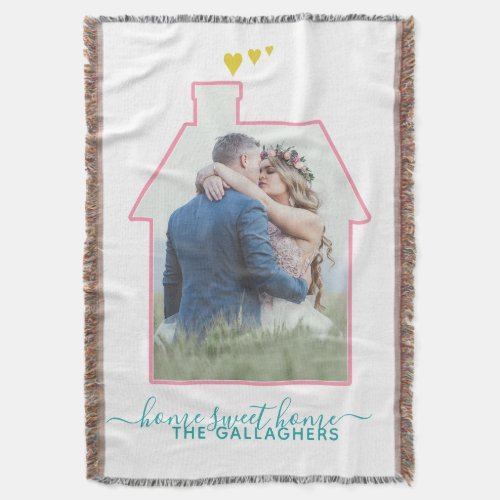 Family Photo House Shape Housewarming Wedding Cute Throw Blanket