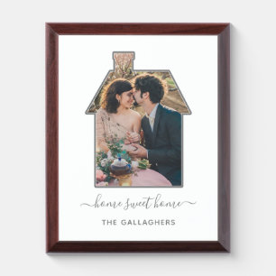 Family Photo House Shape Housewarming Wedding Gift Award Plaque