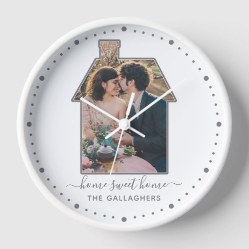 Family Photo House Shape Housewarming Wedding Gift Clock