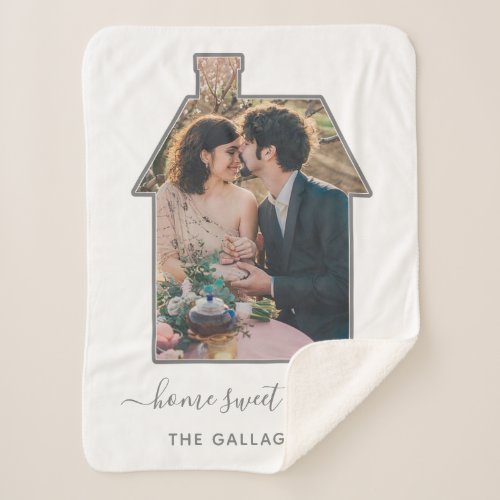 Family Photo House Shape Housewarming Wedding Gift Sherpa Blanket
