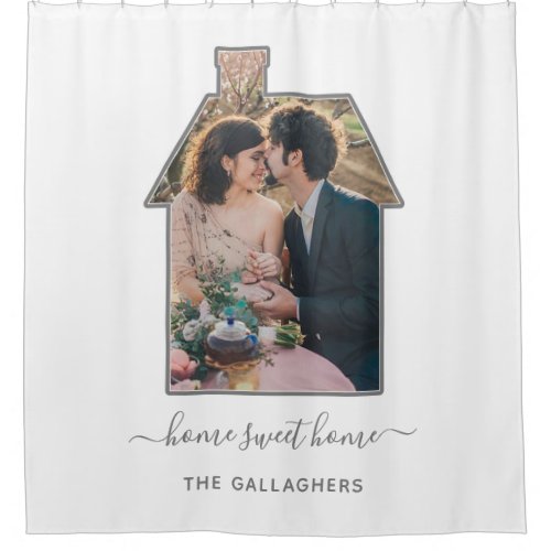 Family Photo House Shape Housewarming Wedding Gift Shower Curtain
