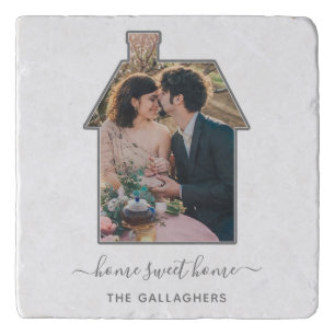 Family Photo House Shape Housewarming Wedding Gift Trivet