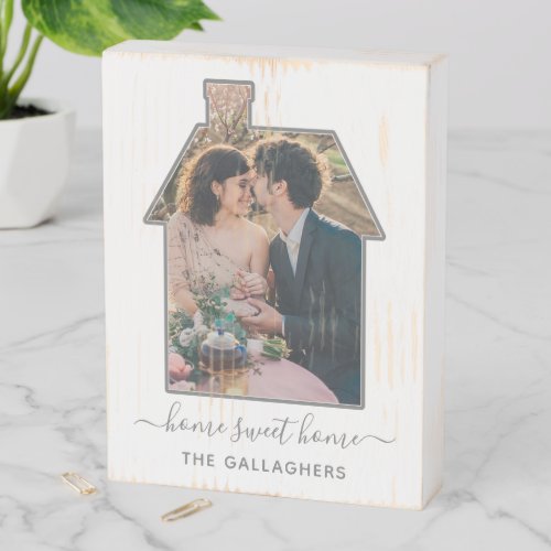 Family Photo House Shape Housewarming Wedding Gift Wooden Box Sign