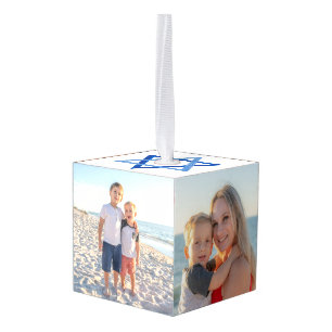 Family Photo Jewish Star PERSONALIZE "LOVE US"  Cube Ornament