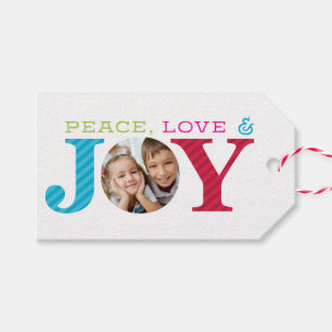 FAMILY PHOTO JOY simple bold modern colorful Gift Tags
