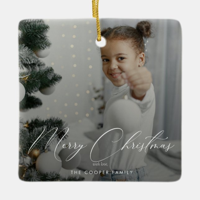 Family Photo Keepsake Ceramic Ornament (Front)