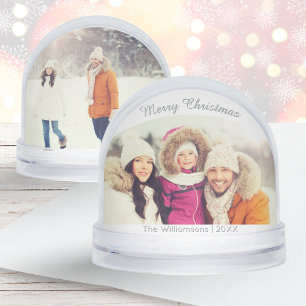 Family Photo Keepsake Merry Christmas 2 Sided Snow Globe