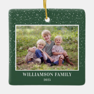 Family Photo Keepsake Snow Christmas Ceramic Ornament