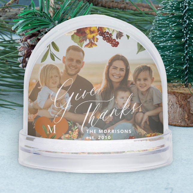 Family photo keepsake Thanksgiving fall decor Snow Globe (Creator Uploaded)