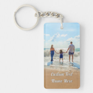 Family Photo Keychain Gift Personalized Text Name