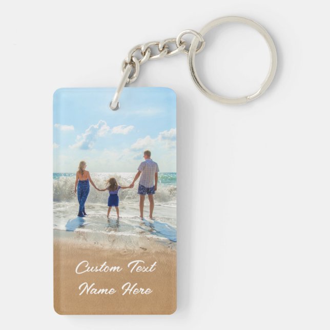 Family Photo Keychain Personalized Text Name (Back)