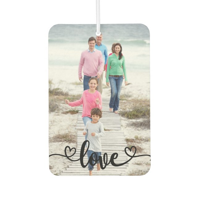 Family Photo Love Overlay and Rustic Wood Air Freshener (Front)