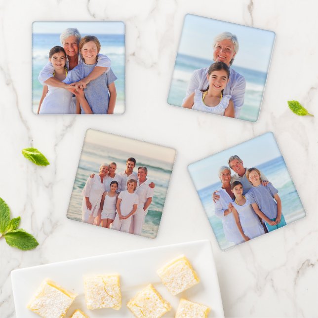 Family Photo Memories Custom Mothers Day Collage Coaster Set (In Situ)