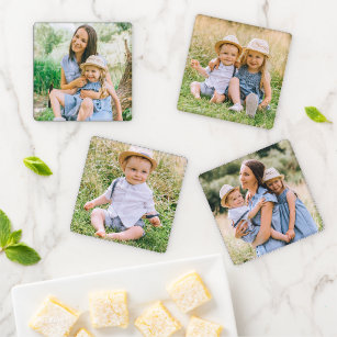 Family Photo Memories Custom Mother's Day Collage Coaster Set
