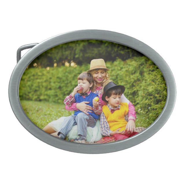 Family Photo Memory Modern Keepsake Belt Buckle (Front)