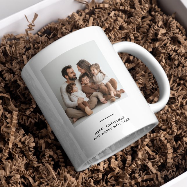 Family Photo & Merry and Bright Minimalistic  Coffee Mug (Creator Uploaded)