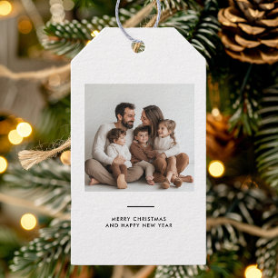 Family Photo & Merry and Bright Minimalistic  Gift Tags