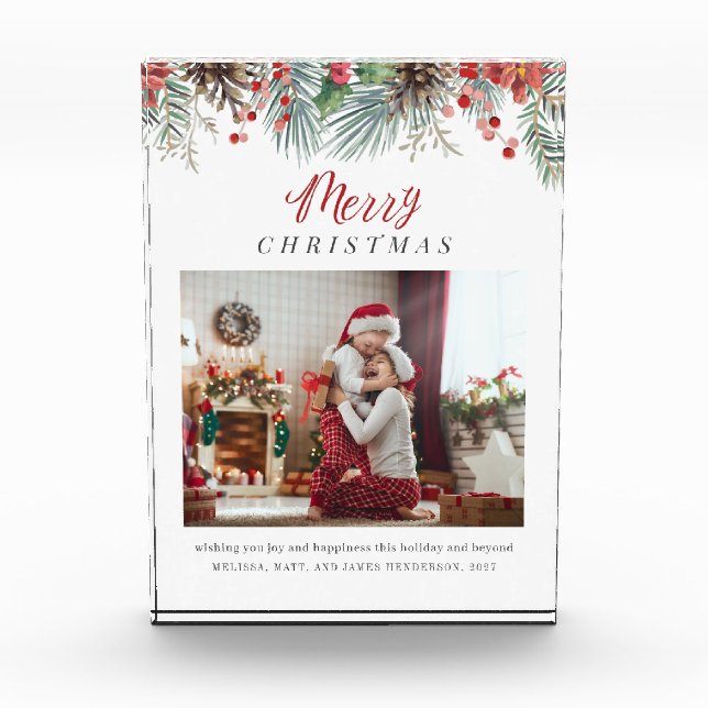 Family Photo Merry Christmas Display Block (Front)