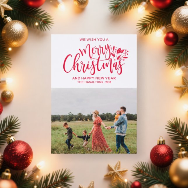 Family Photo Merry Christmas Letterpress Photo Cards (Insitu)