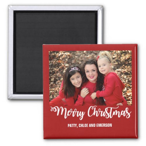 Family Photo Merry Christmas Magnet Greeting Card