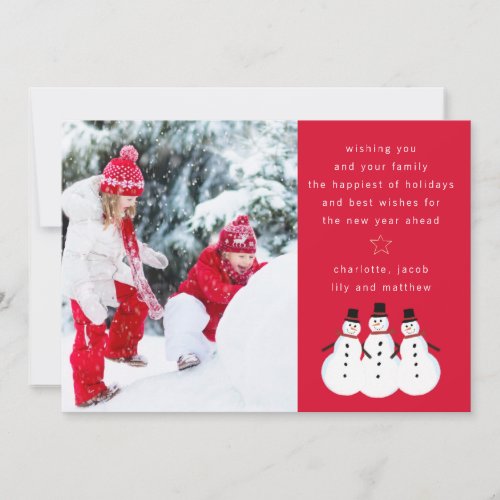 Family Photo Message Snowman Christmas Holiday Card