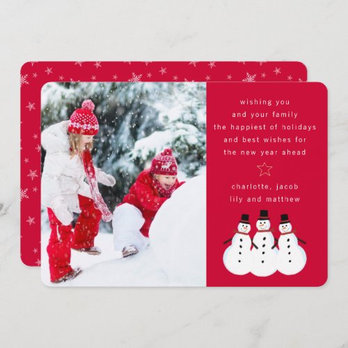 Family Photo Message Snowman Christmas  Holiday Card