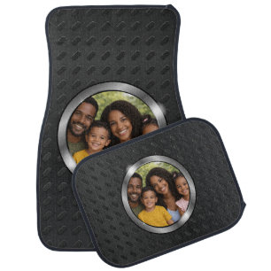 Family Photo Metallic Frame Black Diamond Car Floor Mat