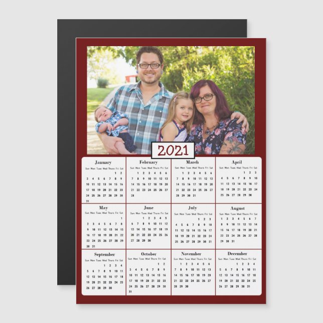 Family Photo Mini 2021 Calendar Magnetic Invitation (Front/Back)
