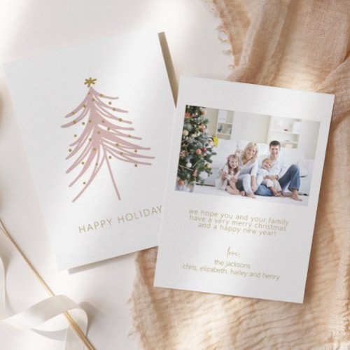 Family Photo Minimal Christmas Tree Holiday Card