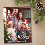 Family Photo Modern Brush Script Happy Holidays Postcard<br><div class="desc">Modern Brush Script Happy Holidays Family Photo Postcard</div>