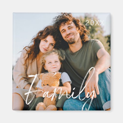 Family Photo Modern Cool Typography Magnet