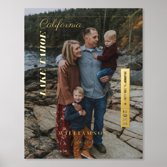 Family Photo Modern Editorial Travel Keepsake Foil Prints (Front)