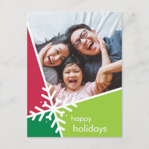 FAMILY PHOTO modern holiday snow flake green red