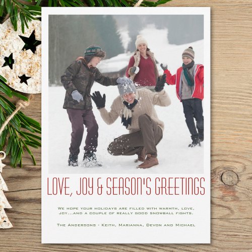 Family Photo Modern Minimalist Christmas Holiday Card