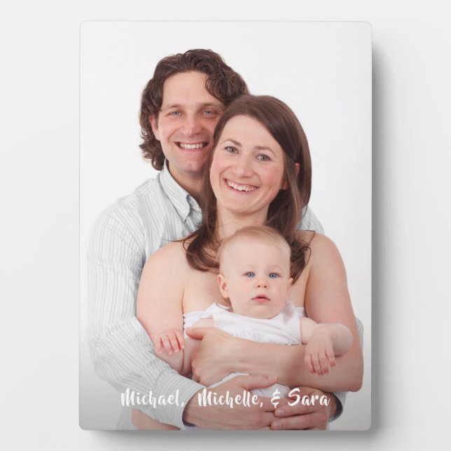Family Photo Modern Name Template Script Text Plaque (Front)