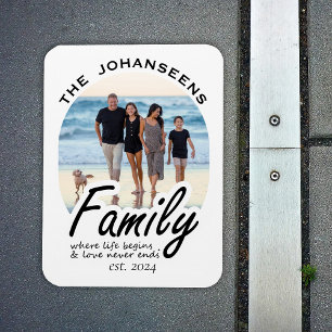 Family Photo Modern Simple Script Quote Typography Magnet
