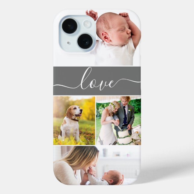 Family Photo Mom Memories Love Script Custom Case-Mate iPhone Case (Back)