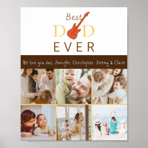 Family Photo Name Best Dad Ever Modern Fathers Day Poster